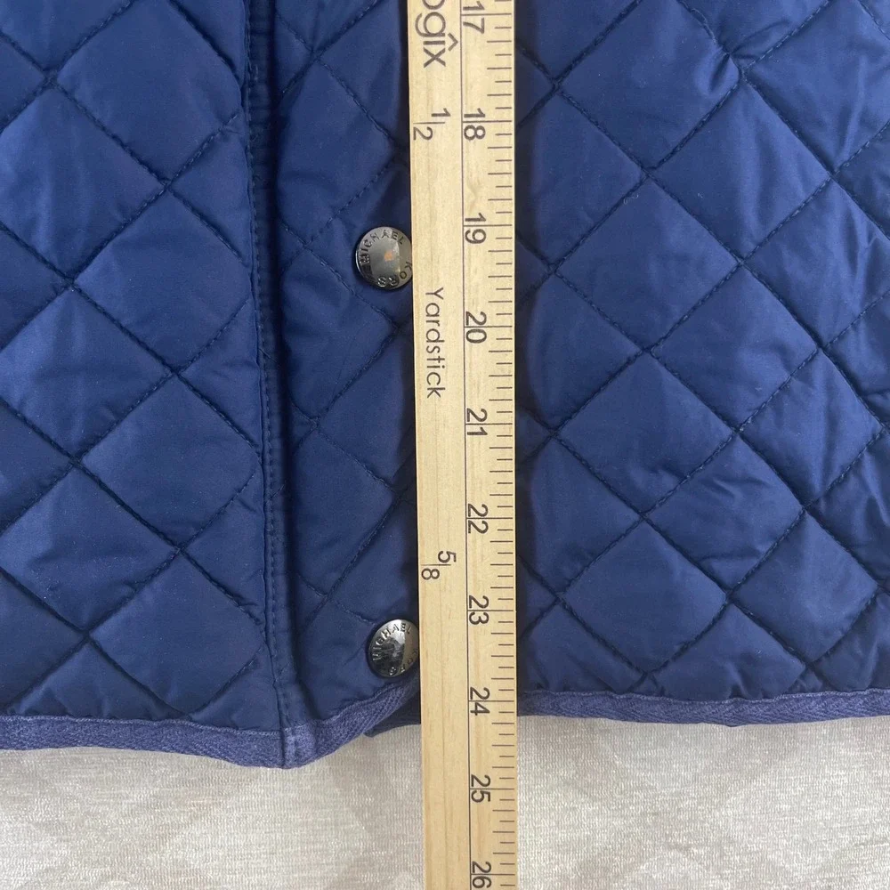 Michael Kors Quilted Snap Button Puffer Jacket Navy Blue‎ Womens Size XS